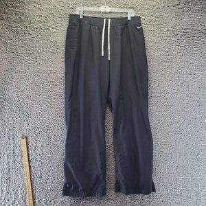Nike Pants Mens Large Black Drawstring Athletic Logo Lightweight Polyester